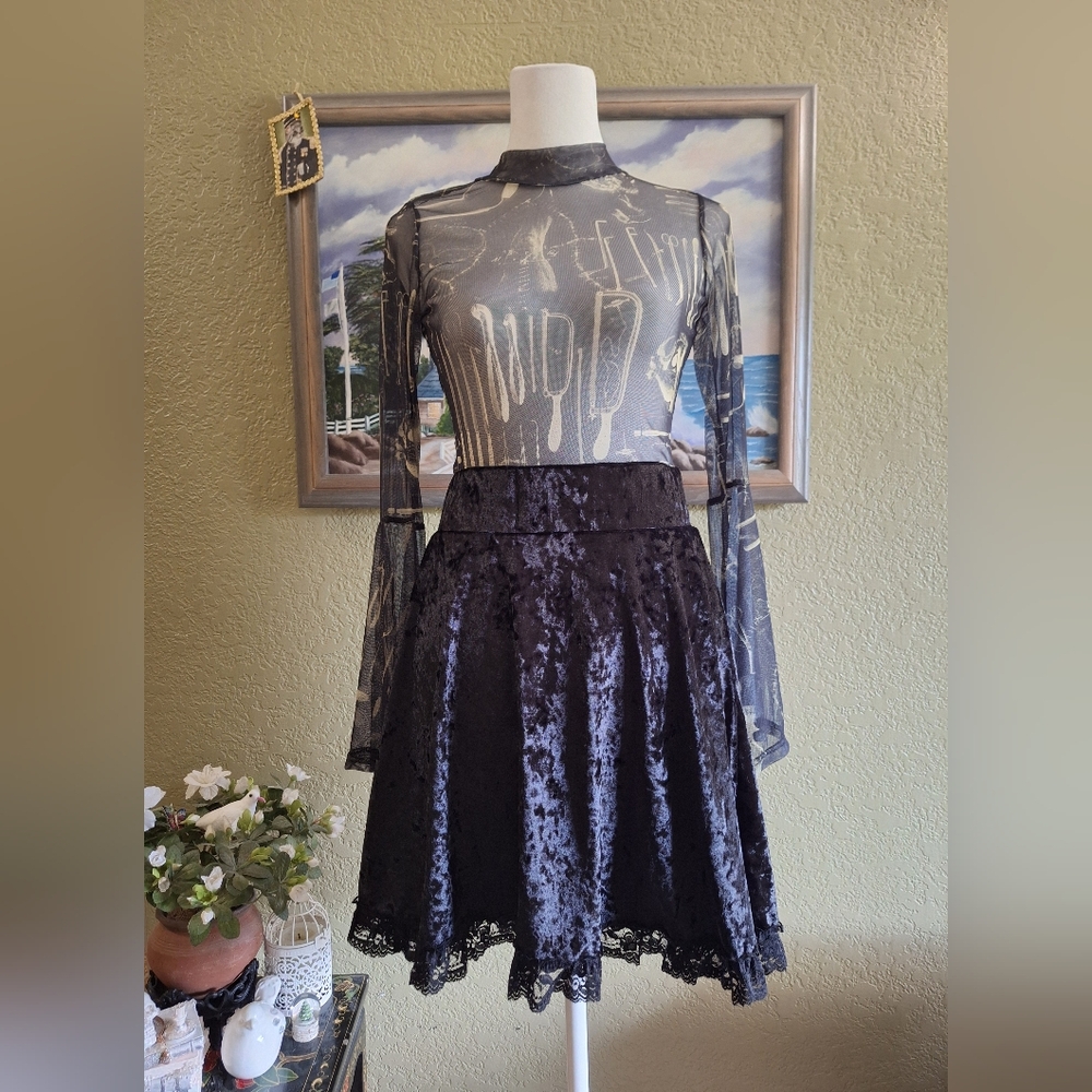 Killstar Crushed Velvet Skirt